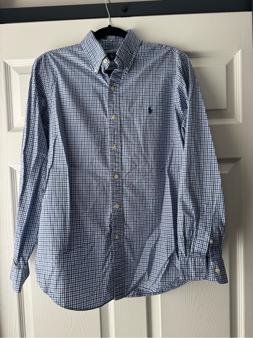 Ralph Lauren Blue White Gingham Check Button Down Shirt M